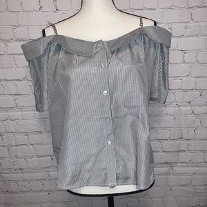 Striped Off Shoulder Strap Blouse